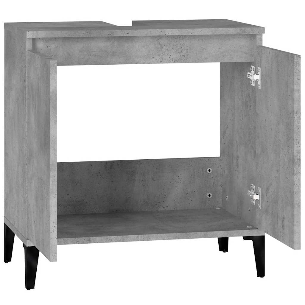 vidaXL Waschbeckenunterschrank Betongrau 58x33x60 cm Holzwerkstoff