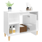 vidaXL Waschbeckenunterschrank Hochglanz-Weiß 80x33x60cm Holzwerkstoff