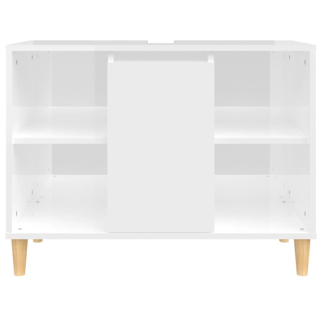 vidaXL Waschbeckenunterschrank Hochglanz-Weiß 80x33x60cm Holzwerkstoff