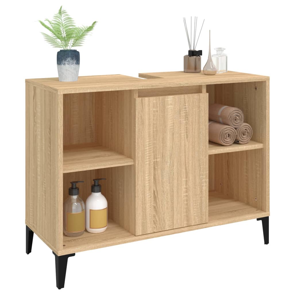 vidaXL Waschbeckenunterschrank Sonoma-Eiche 80x33x60 cm Holzwerkstoff