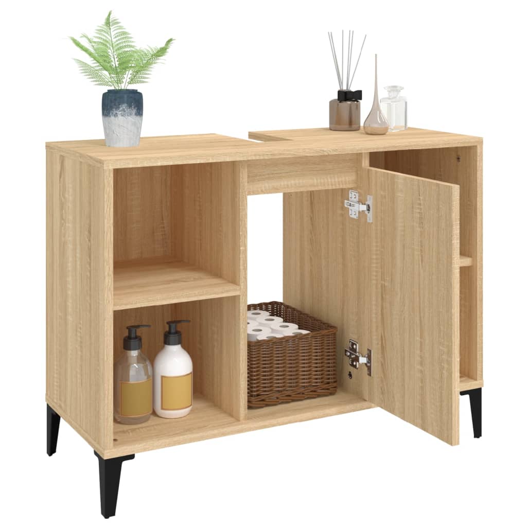 vidaXL Waschbeckenunterschrank Sonoma-Eiche 80x33x60 cm Holzwerkstoff