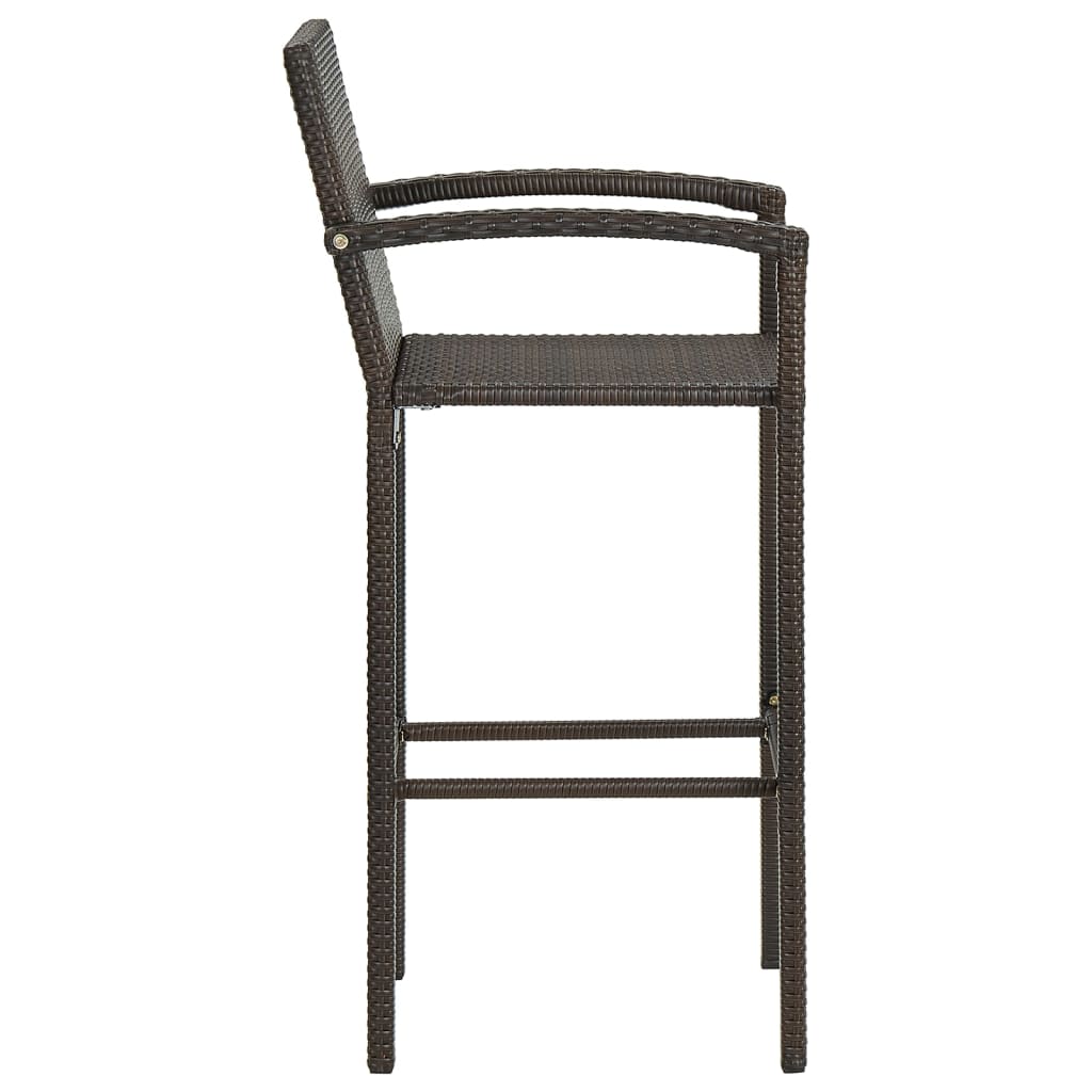 vidaXL Barhocker 2 Stk. Braun Poly Rattan