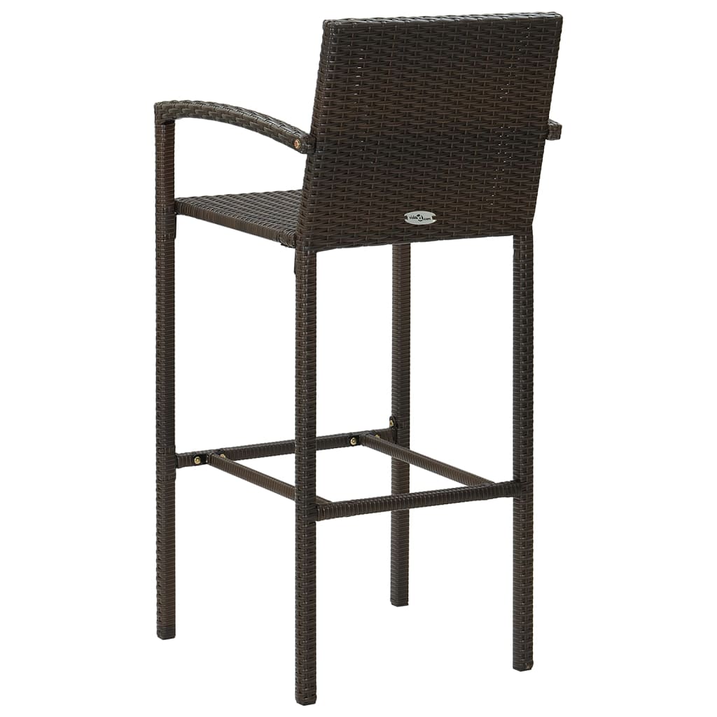 vidaXL Barhocker 2 Stk. Braun Poly Rattan