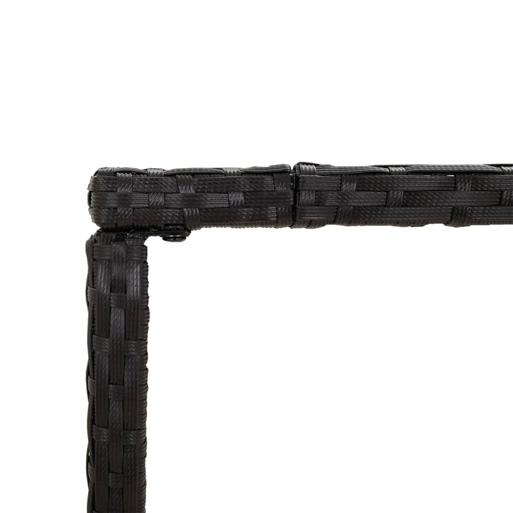 vidaXL Bartisch mit Glasplatte Schwarz 70x70x110 cm Poly Rattan