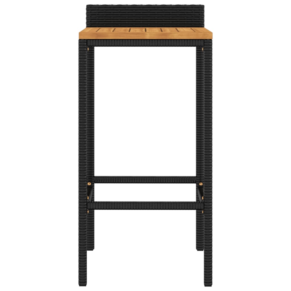 vidaXL Barhocker 2 Stk. Schwarz Poly Rattan und Massivholz Akazie