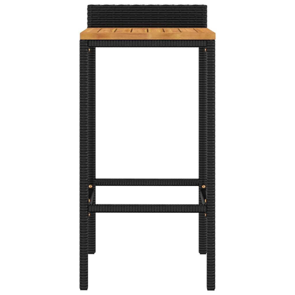 vidaXL Barhocker 4 Stk. Schwarz Poly Rattan und Massivholz Akazie