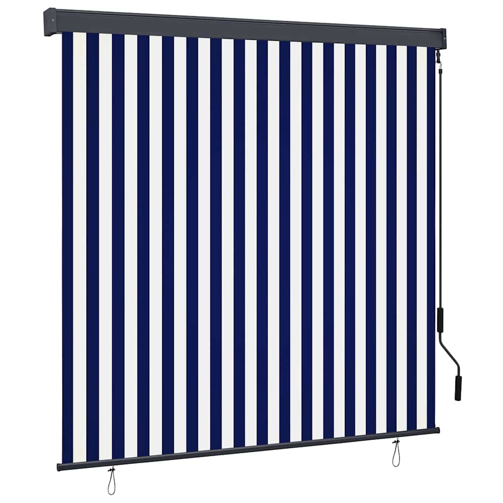 vidaXL Rollo Blau und Weiß 180 x 250 cm Stoff und Aluminium