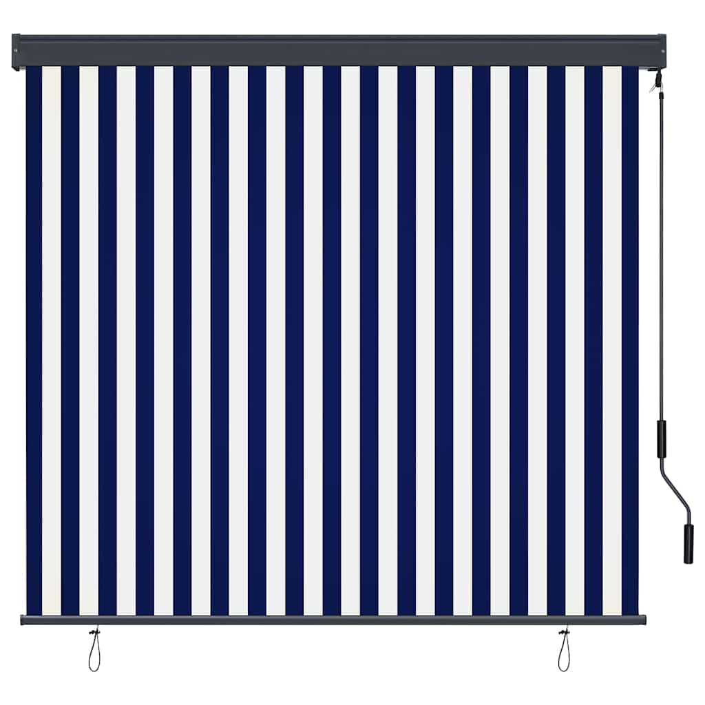 vidaXL Rollo Blau und Weiß 180 x 250 cm Stoff und Aluminium