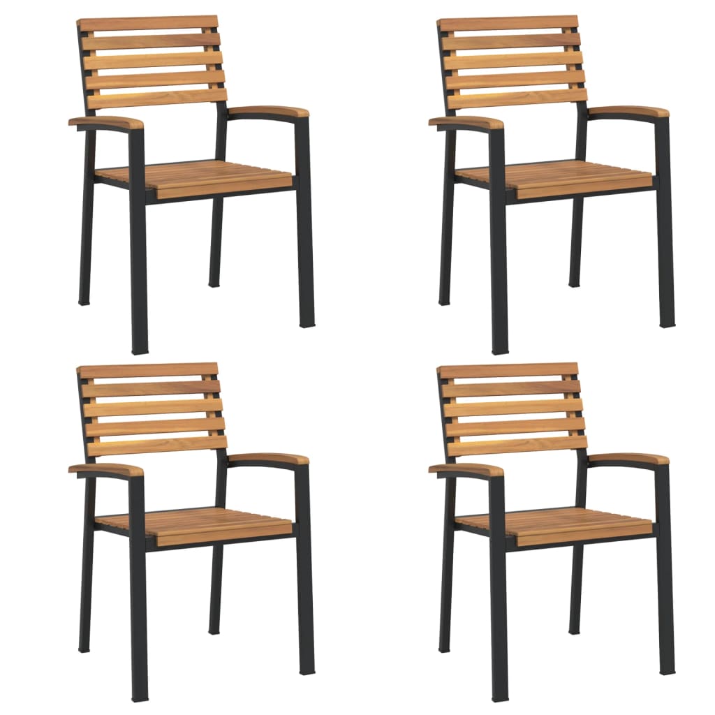 vidaXL Stapelbare Gartenstühle 4 Stk. Massivholz Akazie und Metall