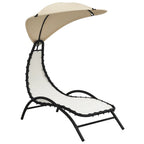 vidaXL Sonnenliege mit Dach Creme 167x80x195 cm Stoff und Stahl