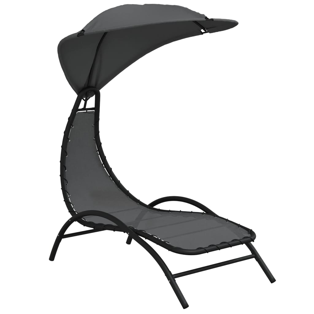 vidaXL Sonnenliege mit Dach Dunkelgrau 167x80x195 cm Stoff & Stahl