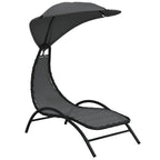 vidaXL Sonnenliege mit Dach Dunkelgrau 167x80x195 cm Stoff & Stahl