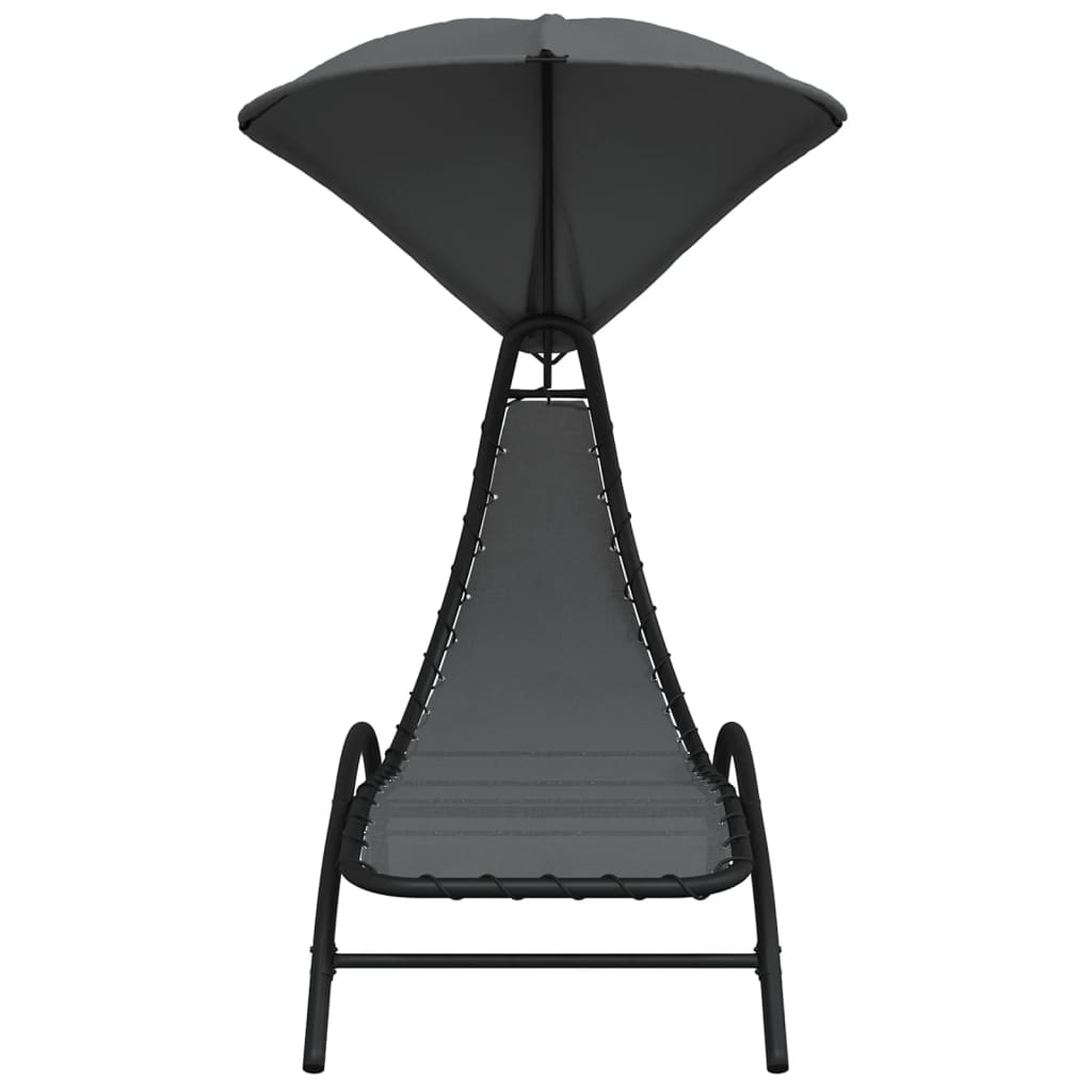 vidaXL Sonnenliege mit Dach Dunkelgrau 167x80x195 cm Stoff & Stahl