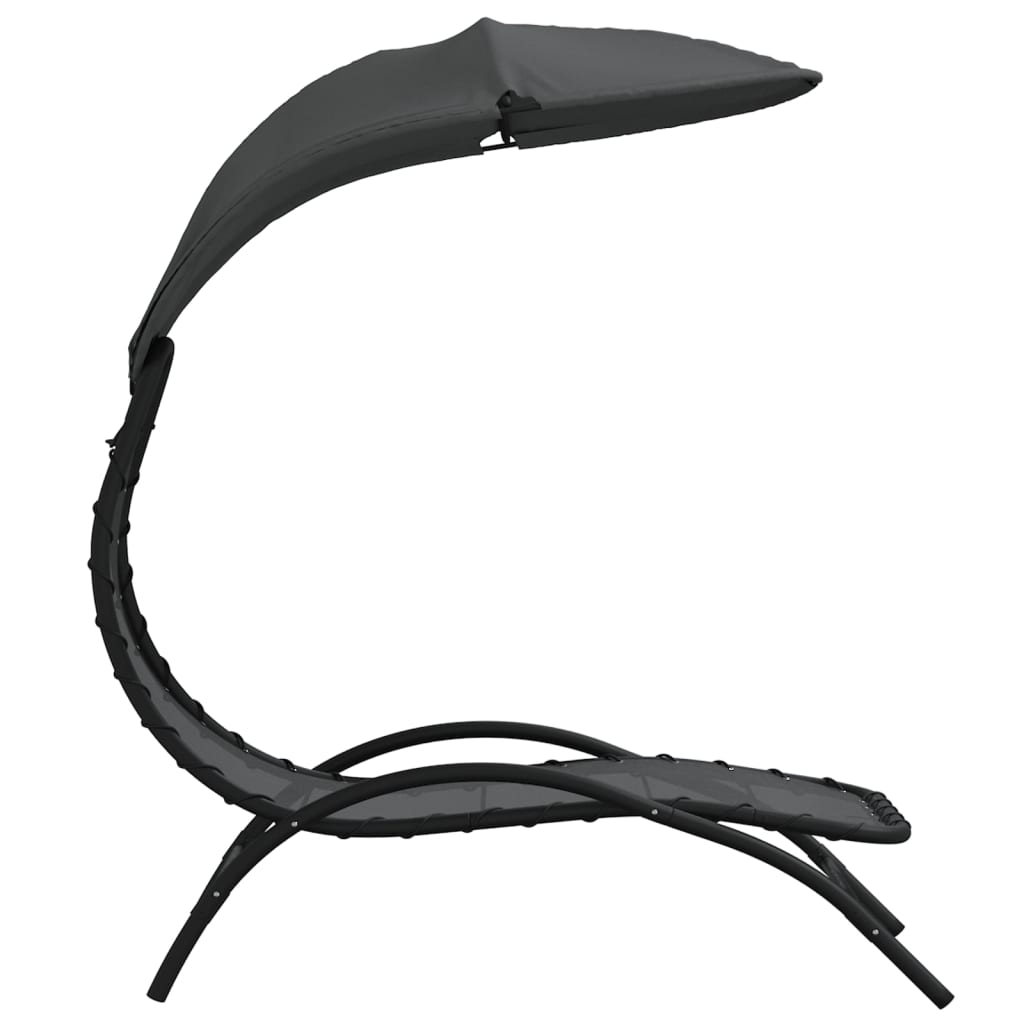 vidaXL Sonnenliege mit Dach Dunkelgrau 167x80x195 cm Stoff & Stahl