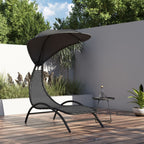 vidaXL Sonnenliege mit Dach Dunkelgrau 167x80x195 cm Stoff & Stahl