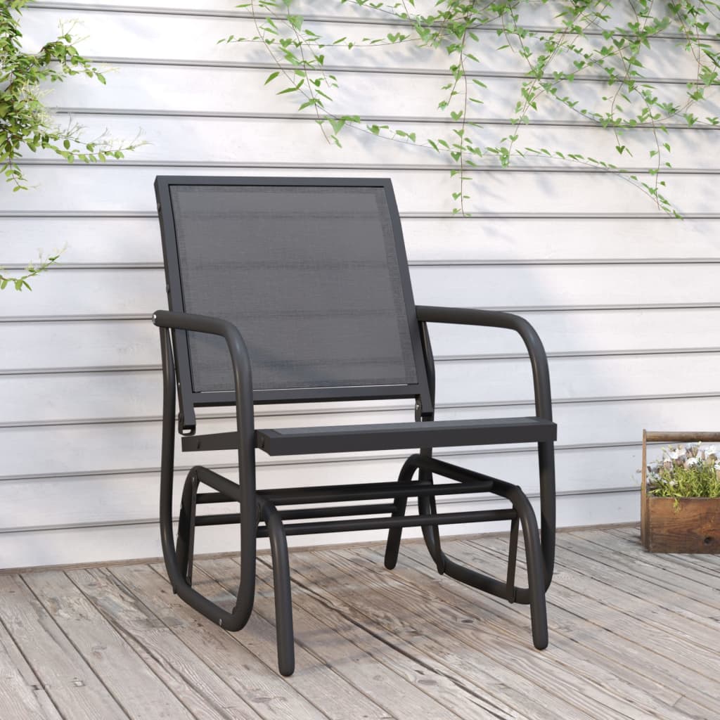vidaXL Garten-Schaukelstuhl Schwarz 61x76x87 cm Textilene & Stahl