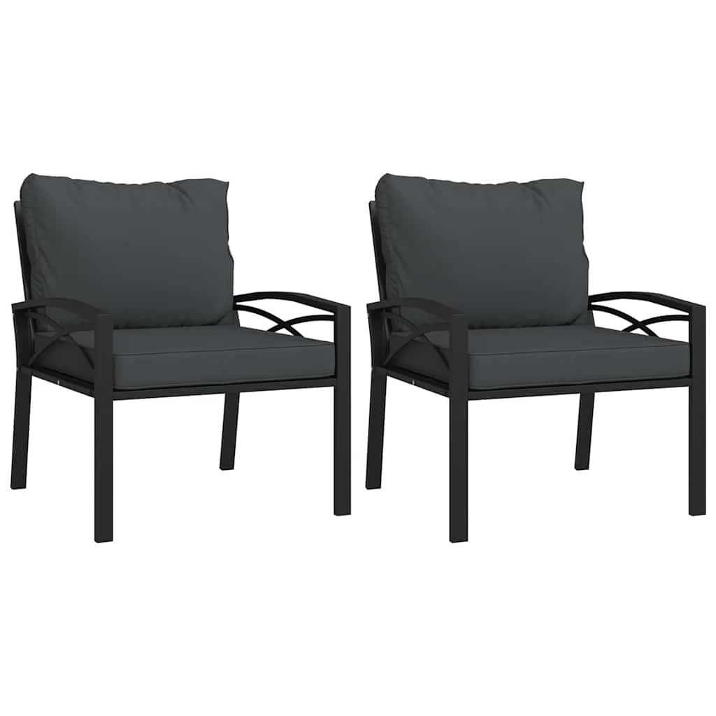 vidaXL Gartenstühle mit Grauen Kissen 2 Stk. 68x76x79 cm Stahl