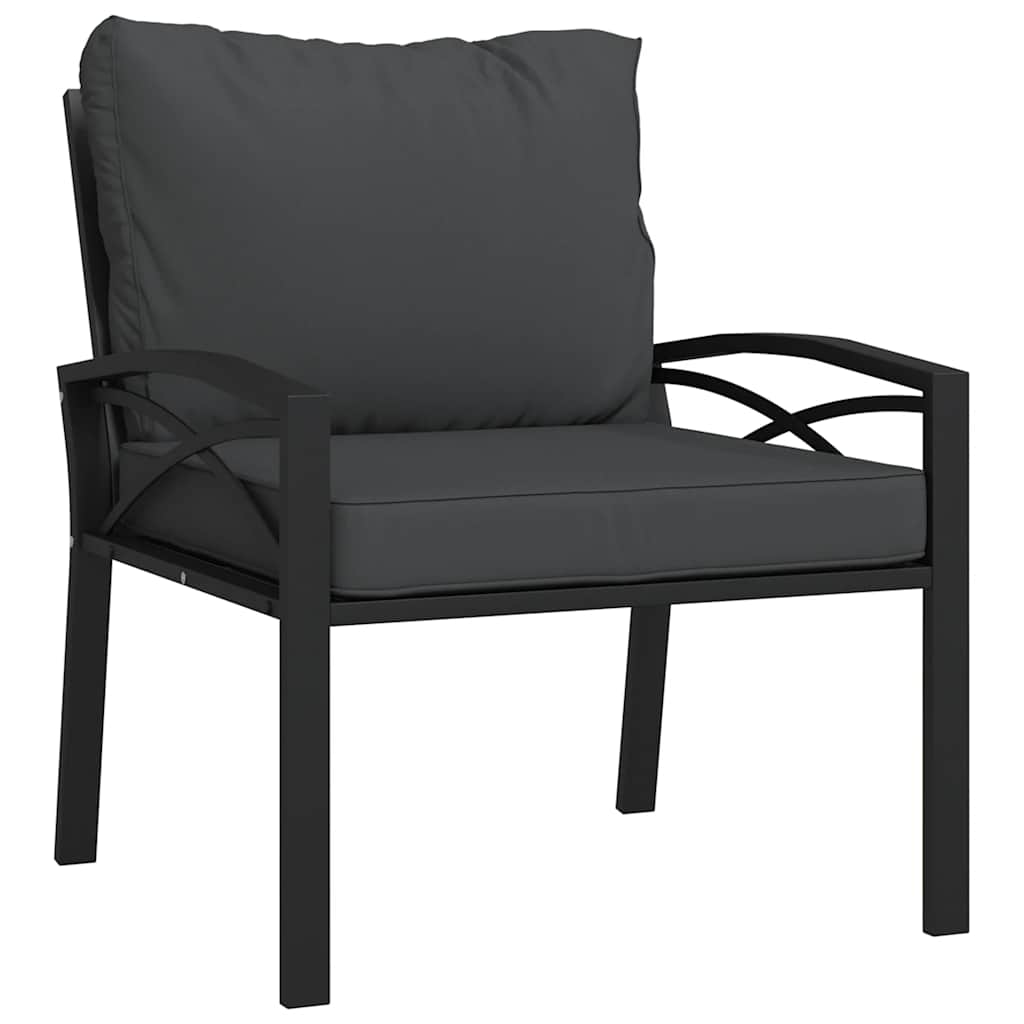 vidaXL Gartenstühle mit Grauen Kissen 2 Stk. 68x76x79 cm Stahl