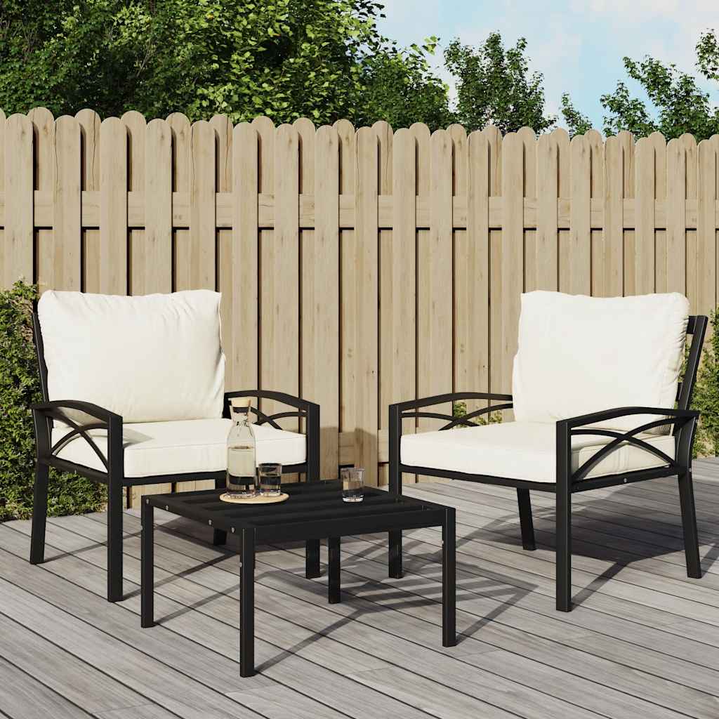 vidaXL Gartenstuhl mit Sandfarbigen Kissen 68x76x79 cm Stahl