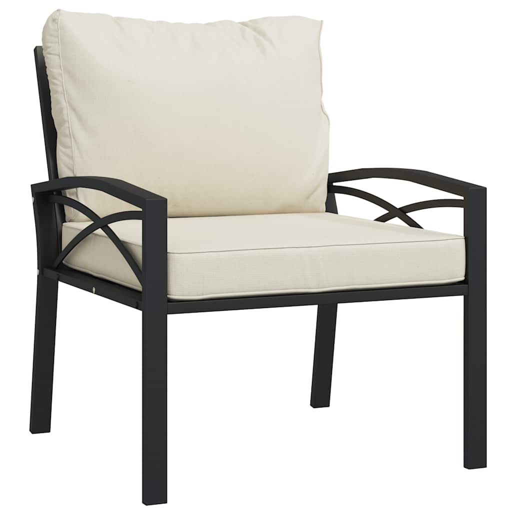 vidaXL Gartenstühle mit Sandfarbigen Kissen 2 Stk. 68x76x79 cm Stahl