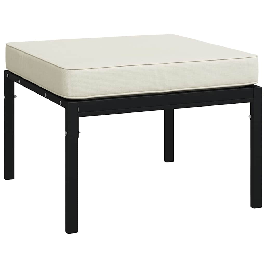 vidaXL Gartenhocker mit Sandfarbigen Kissen 2 Stk. 60x60x35 cm Stahl