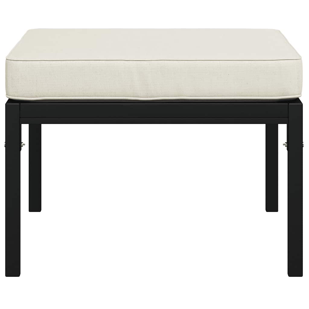 vidaXL Gartenhocker mit Sandfarbigen Kissen 2 Stk. 60x60x35 cm Stahl