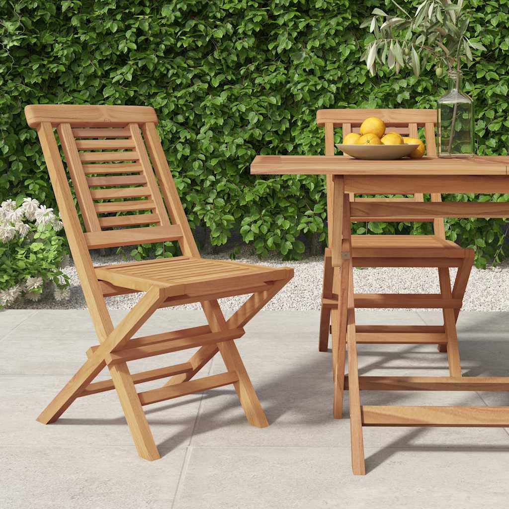 vidaXL Gartenstühle 2 Stk. Klappbar 47x63x90 cm Massivholz Teak