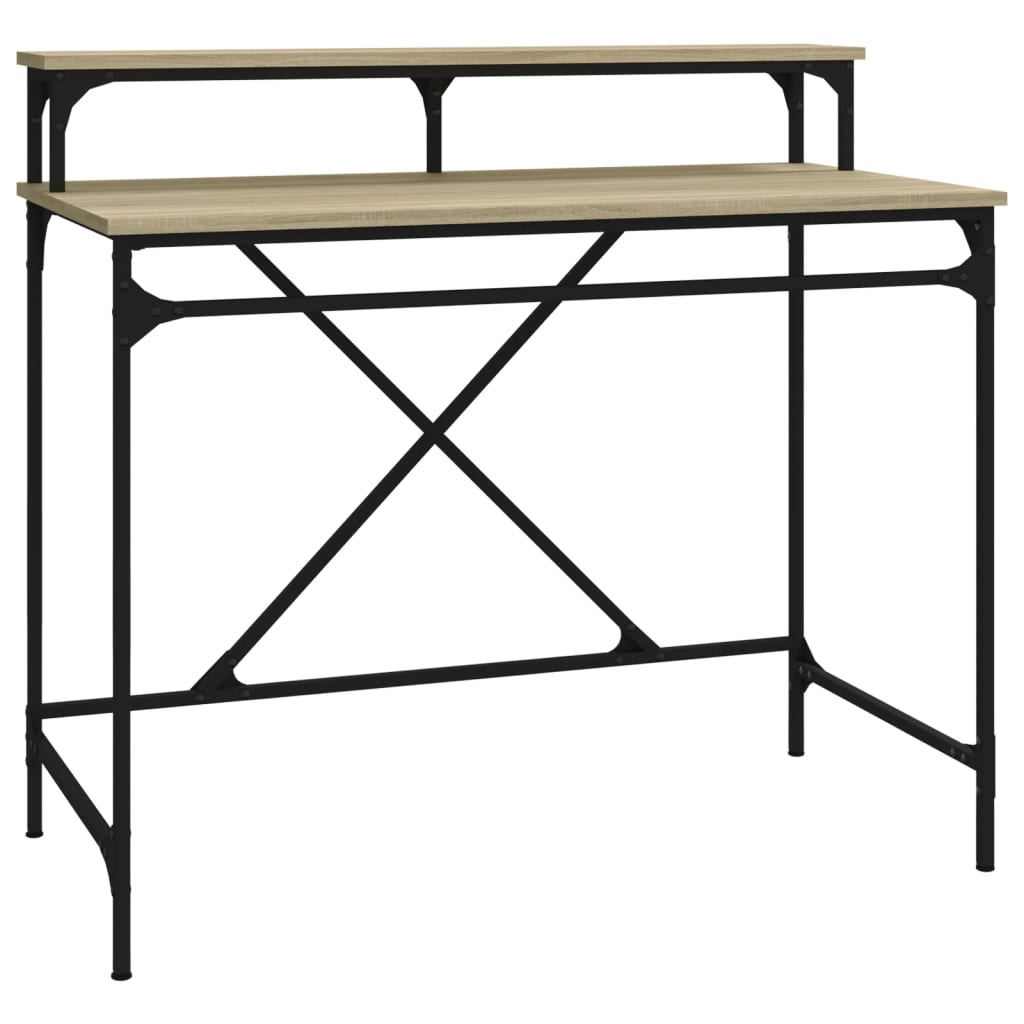 vidaXL Schreibtisch Sonoma-Eiche 100x50x90 cm Holzwerkstoff und Eisen