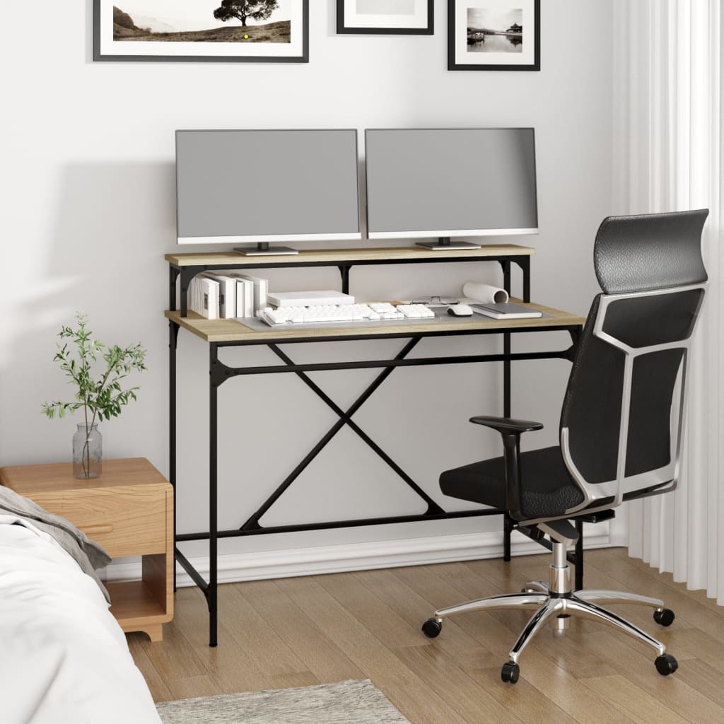 vidaXL Schreibtisch Sonoma-Eiche 100x50x90 cm Holzwerkstoff und Eisen
