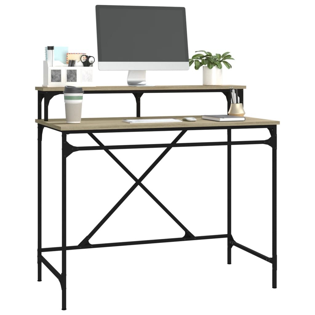 vidaXL Schreibtisch Sonoma-Eiche 100x50x90 cm Holzwerkstoff und Eisen
