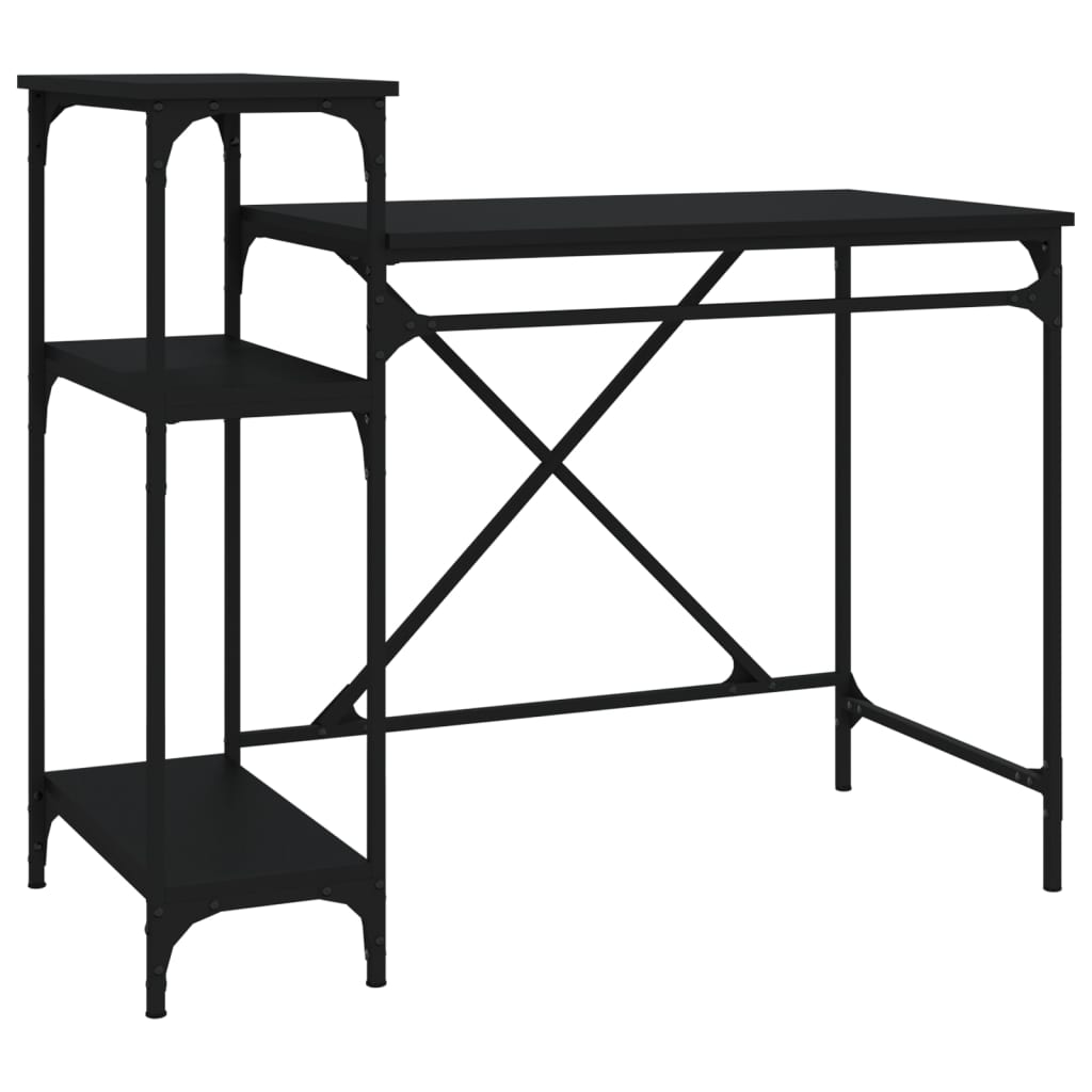 vidaXL Schreibtisch mit Regal Schwarz 105x50x90cm Holzwerkstoff Eisen