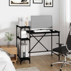 vidaXL Schreibtisch mit Regal Schwarz 105x50x90cm Holzwerkstoff Eisen