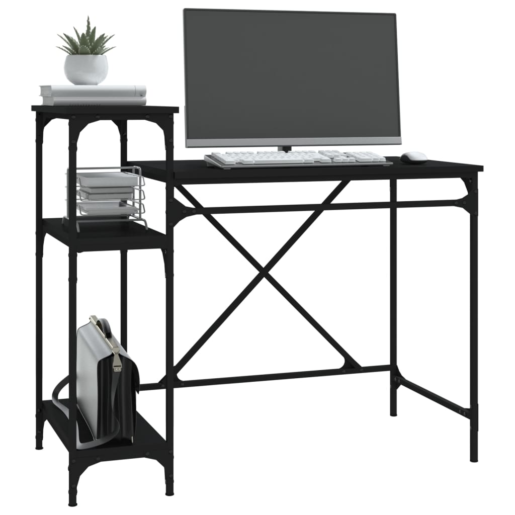 vidaXL Schreibtisch mit Regal Schwarz 105x50x90cm Holzwerkstoff Eisen