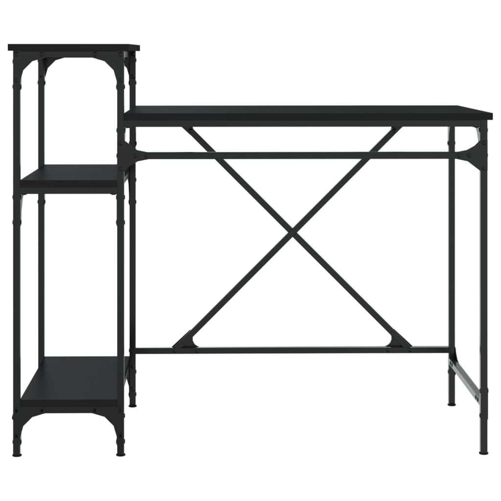 vidaXL Schreibtisch mit Regal Schwarz 105x50x90cm Holzwerkstoff Eisen