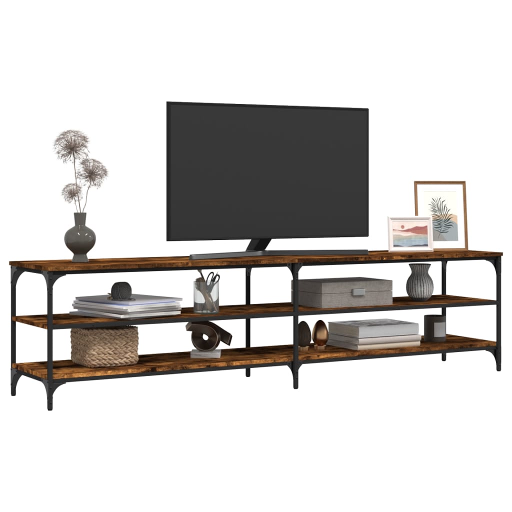 vidaXL TV-Schrank Räuchereiche 200x30x50 cm Holzwerkstoff und Metall