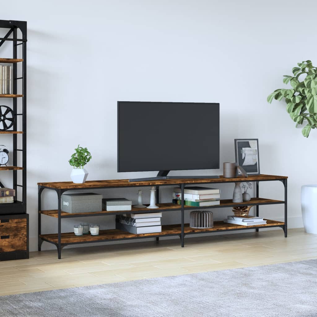 vidaXL TV-Schrank Räuchereiche 200x30x50 cm Holzwerkstoff und Metall