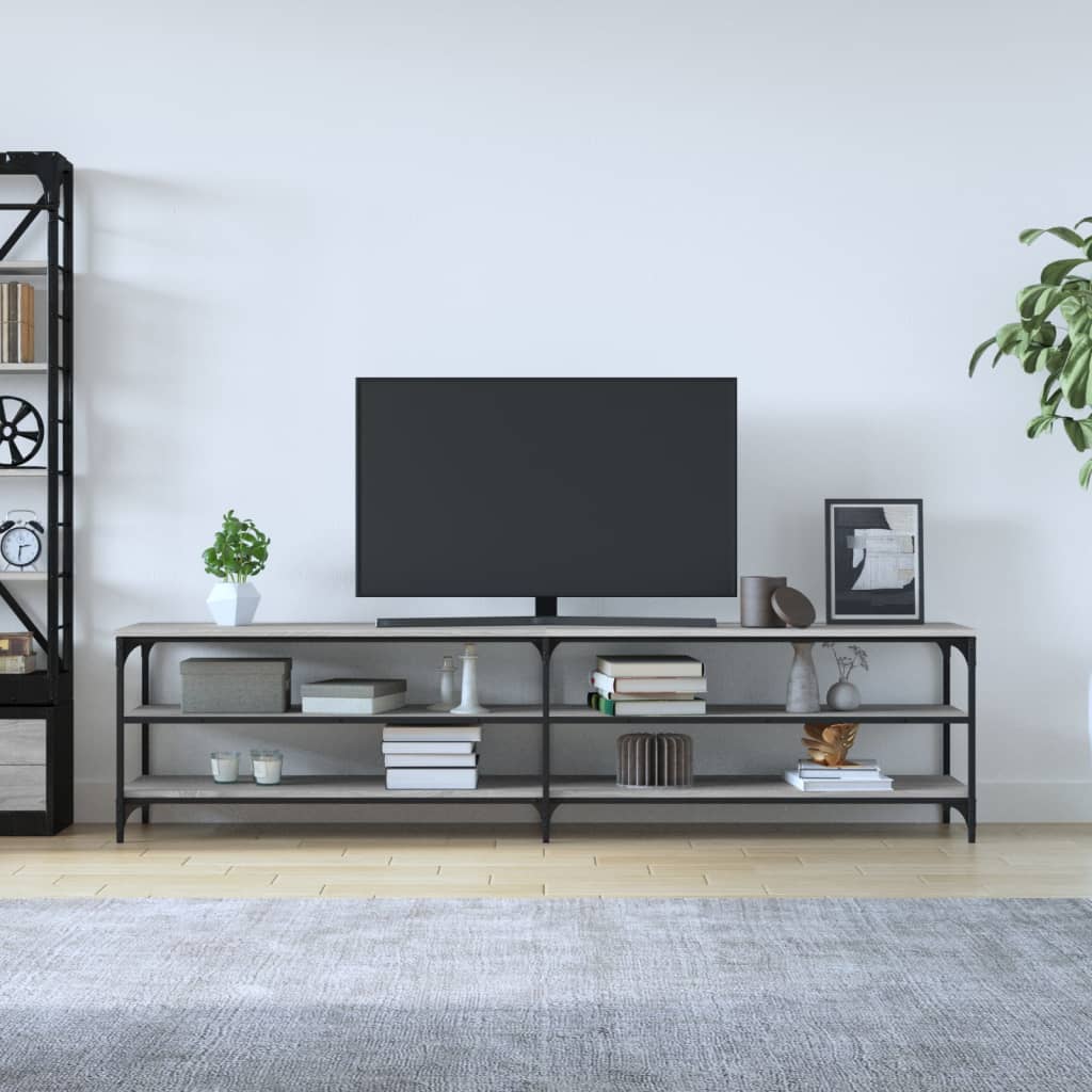 vidaXL TV-Schrank Grau Sonoma 200x30x50 cm Holzwerkstoff und Metall