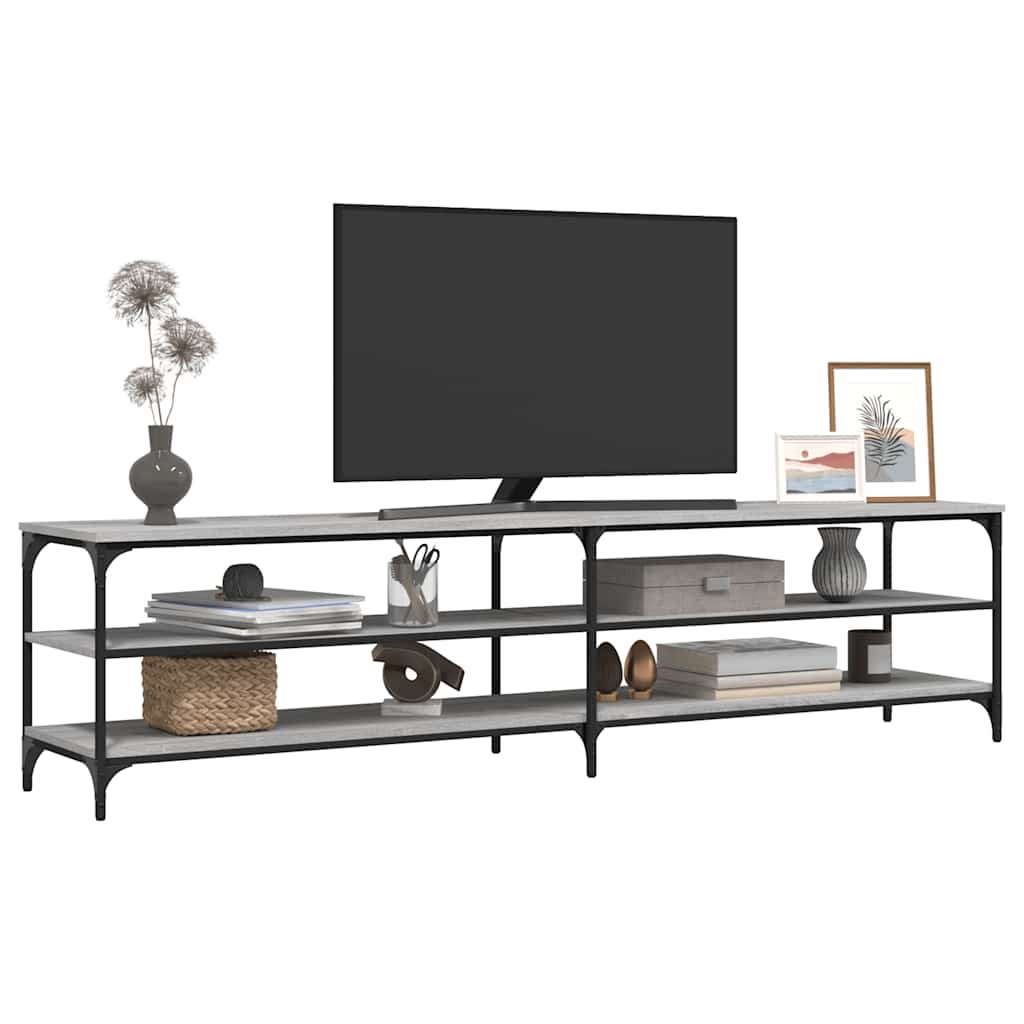 vidaXL TV-Schrank Grau Sonoma 200x30x50 cm Holzwerkstoff und Metall
