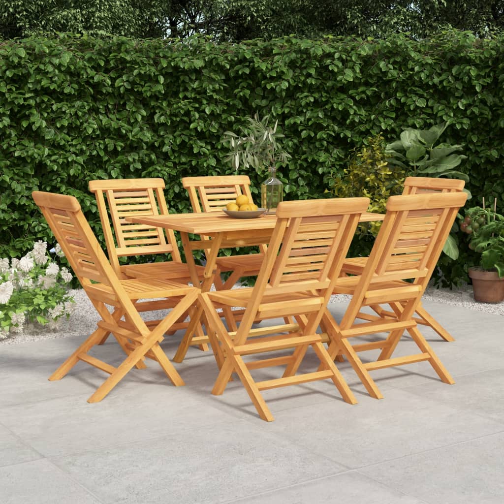 vidaXL 7-tlg. Garten-Essgruppe Massivholz Teak
