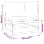 vidaXL Garten-Ecksofas mit Hellgrauen Kissen 2 Stk. Bambus