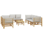 vidaXL 9-tlg. Garten-Lounge-Set mit Kissen Hellgrau Bambus