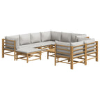 vidaXL 10-tlg. Garten-Lounge-Set mit Hellgrauen Kissen Bambus