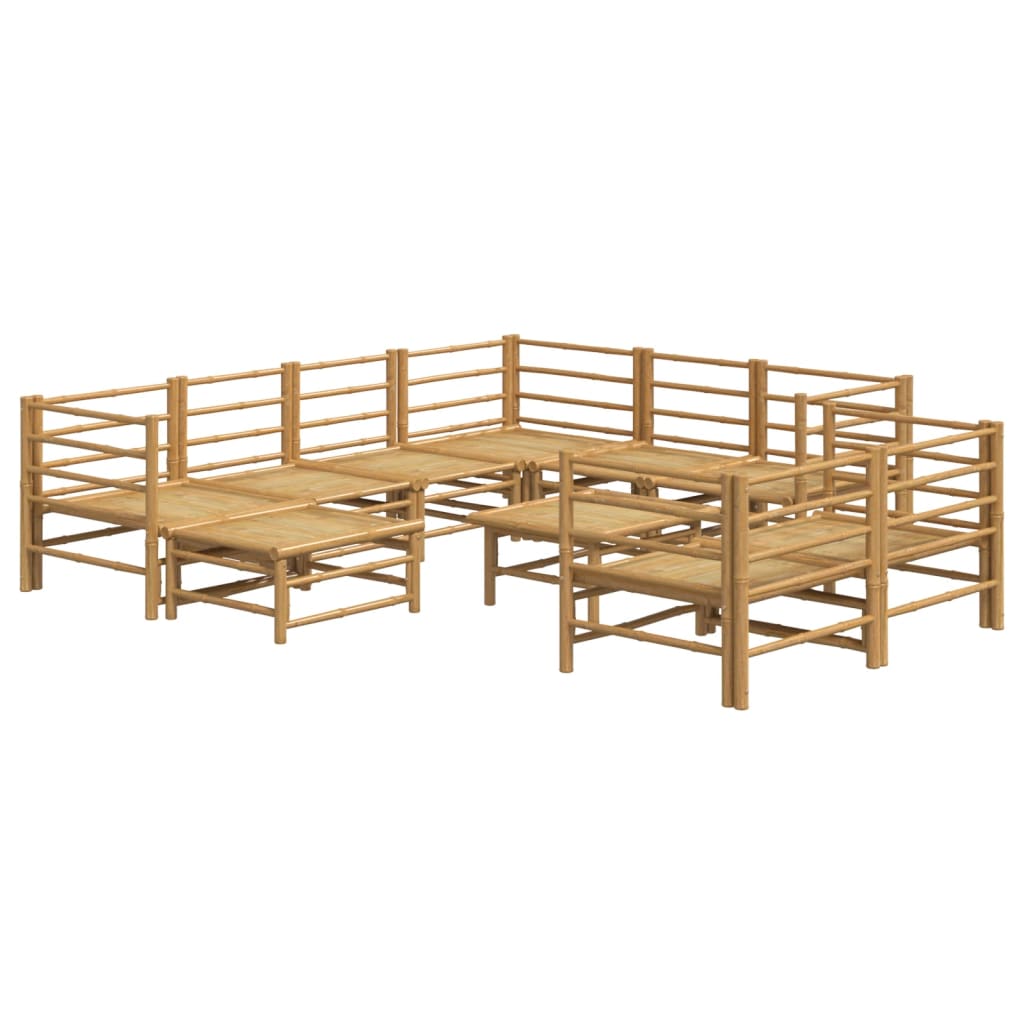 vidaXL 10-tlg. Garten-Lounge-Set mit Hellgrauen Kissen Bambus