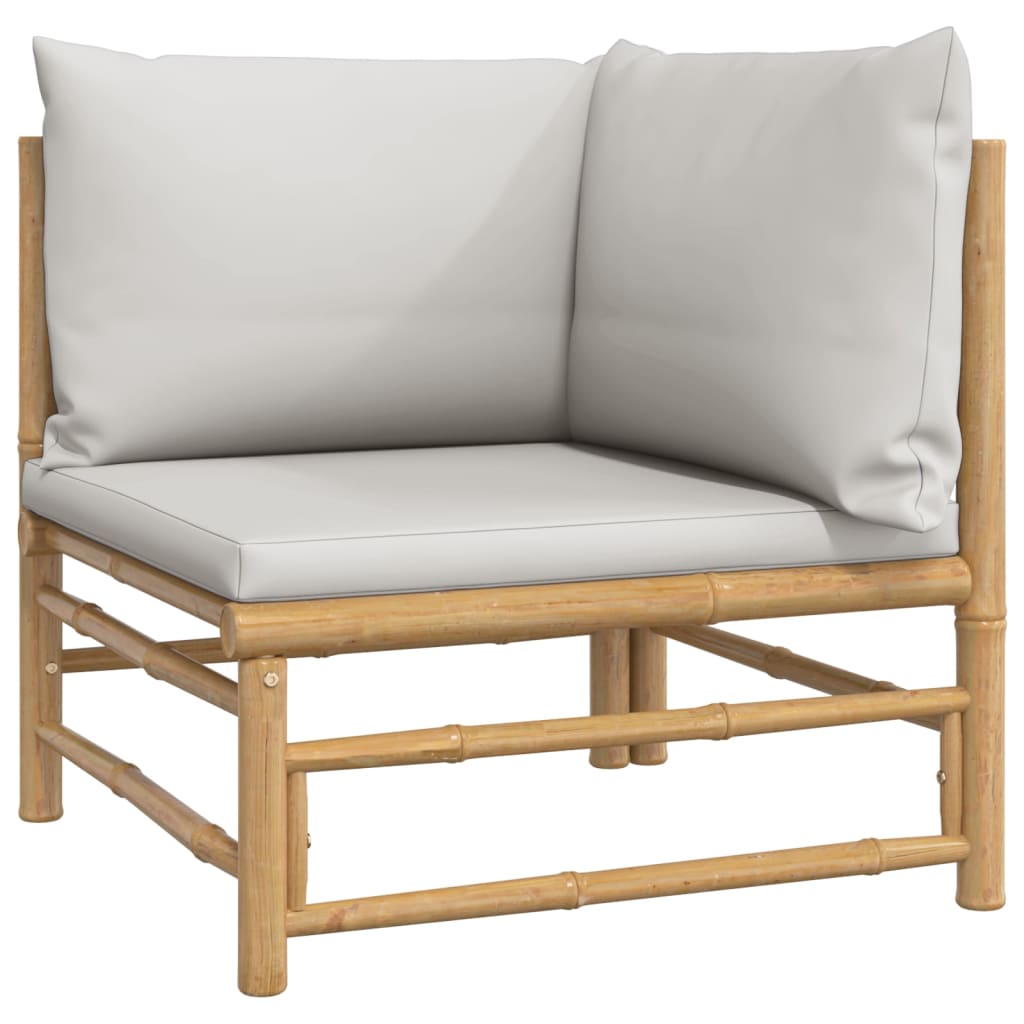 vidaXL 10-tlg. Garten-Lounge-Set mit Hellgrauen Kissen Bambus