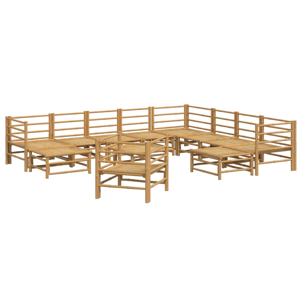 vidaXL 12-tlg. Garten-Lounge-Set mit Hellgrauen Kissen Bambus