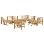 vidaXL 12-tlg. Garten-Lounge-Set mit Hellgrauen Kissen Bambus