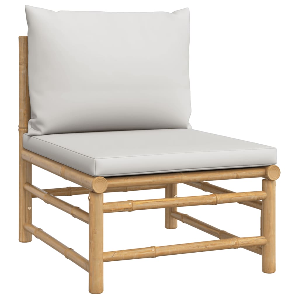 vidaXL 12-tlg. Garten-Lounge-Set mit Hellgrauen Kissen Bambus