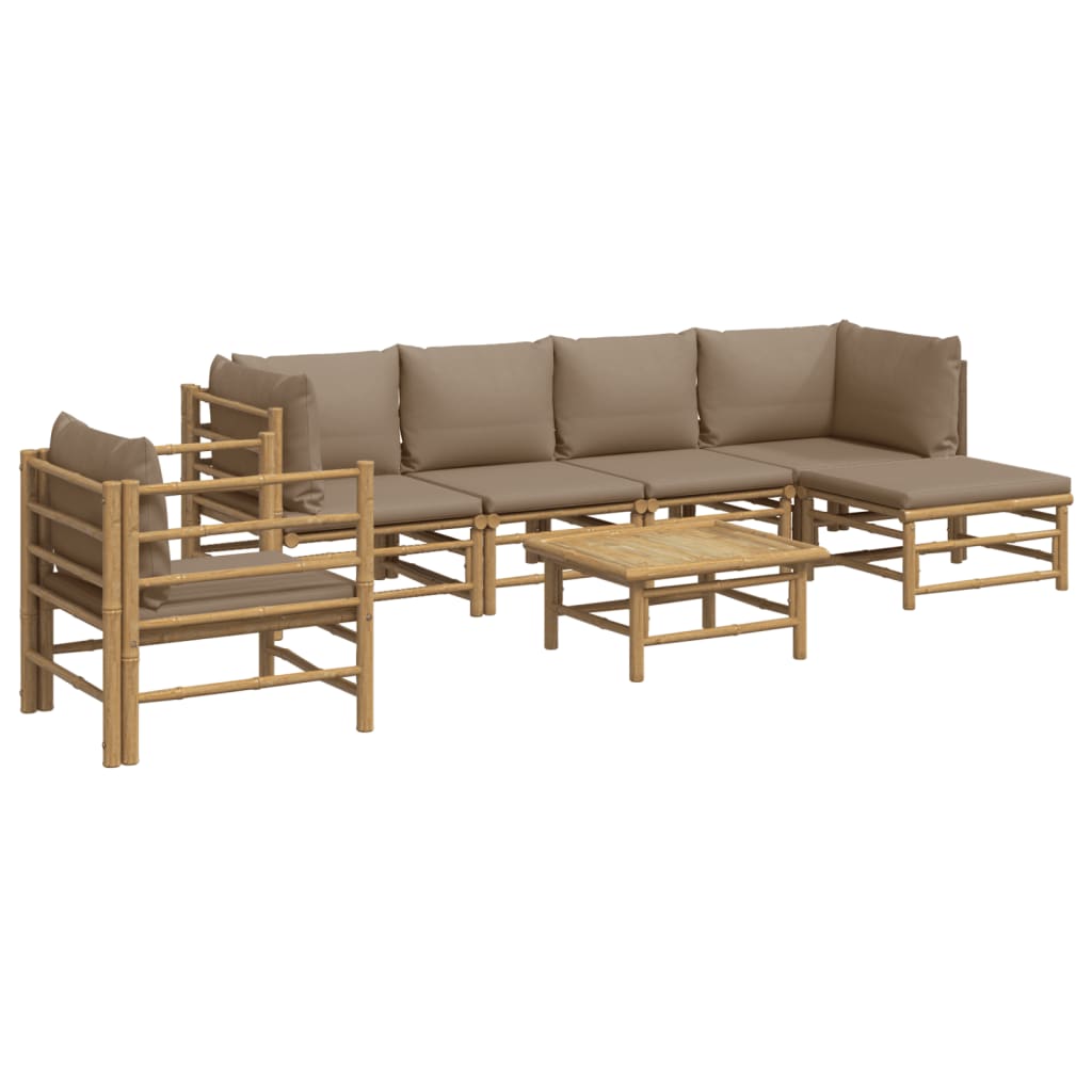 vidaXL 7-tlg. Garten-Lounge-Set mit Taupe Kissen Bambus