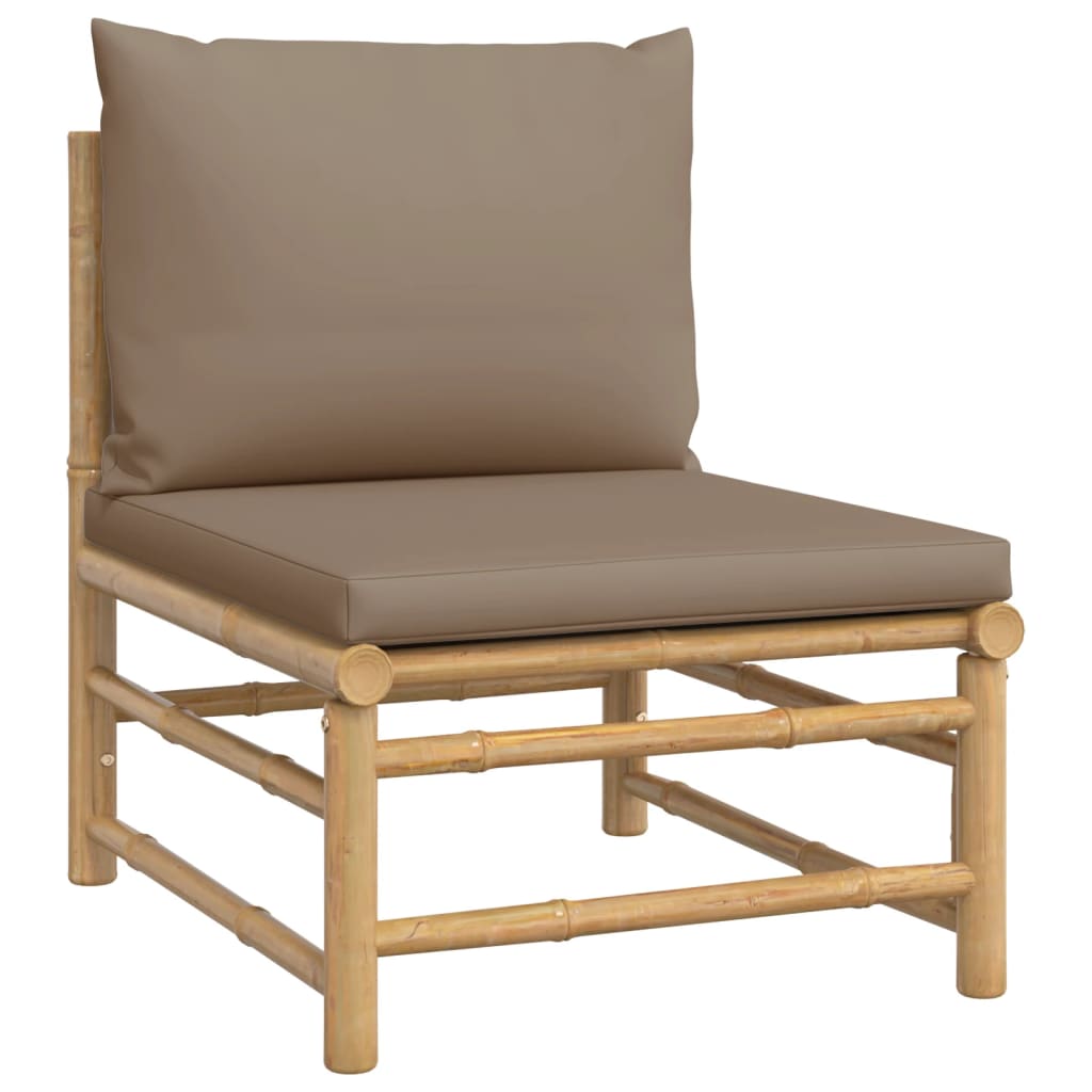 vidaXL 10-tlg. Garten-Lounge-Set mit Kissen Taupe Bambus