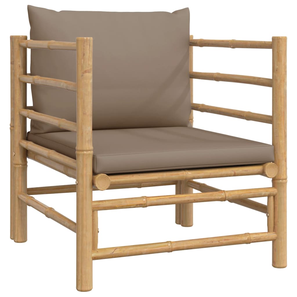 vidaXL 12-tlg. Garten-Lounge-Set mit Kissen Taupe Bambus